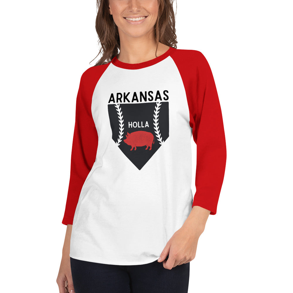 Arkansas Baseball Home Plate Adult Unisex 3/4 sleeve raglan shirt