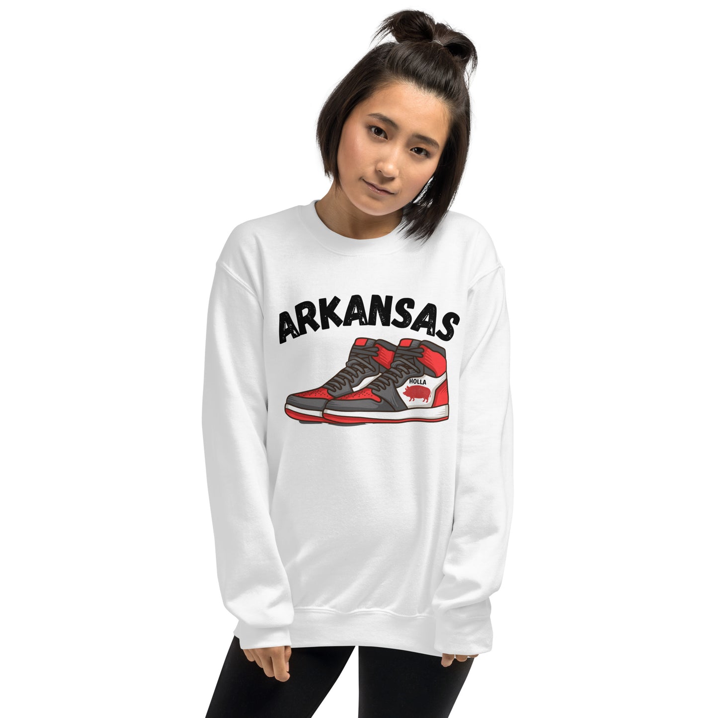 Arkansas Basketball White & Heather Gray Unisex Sweatshirt