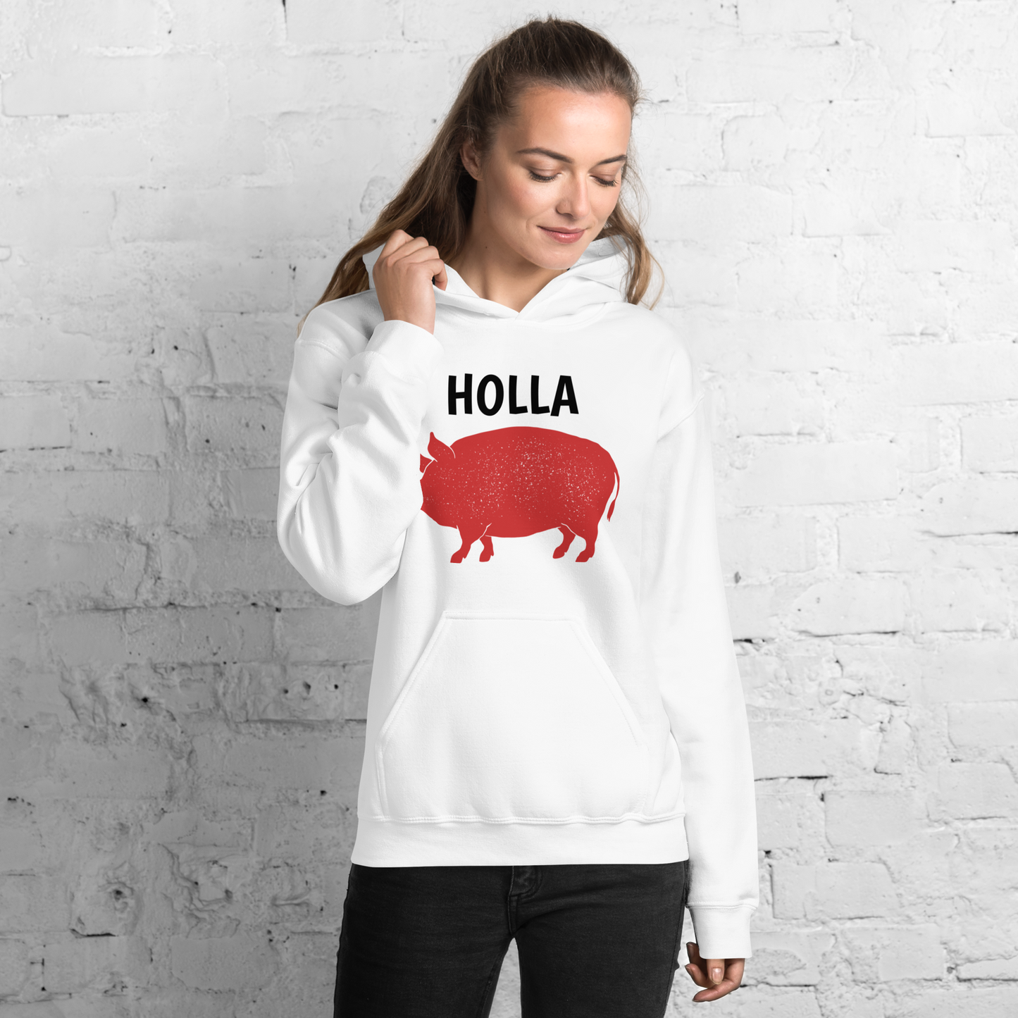 Adult HOLLA! Gray or White, Unisex Hoodie