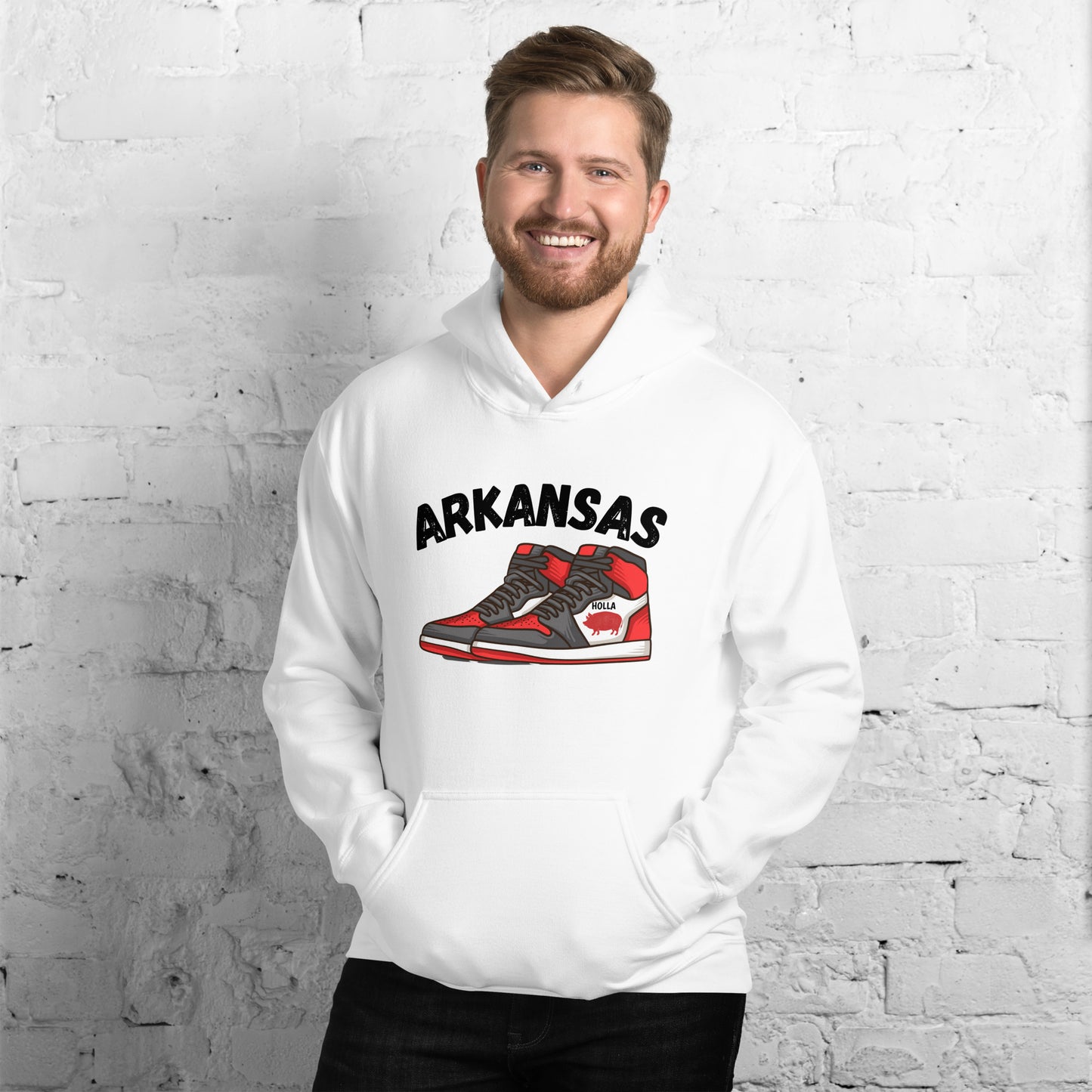 Arkansas Razorback White Unisex Hoodie