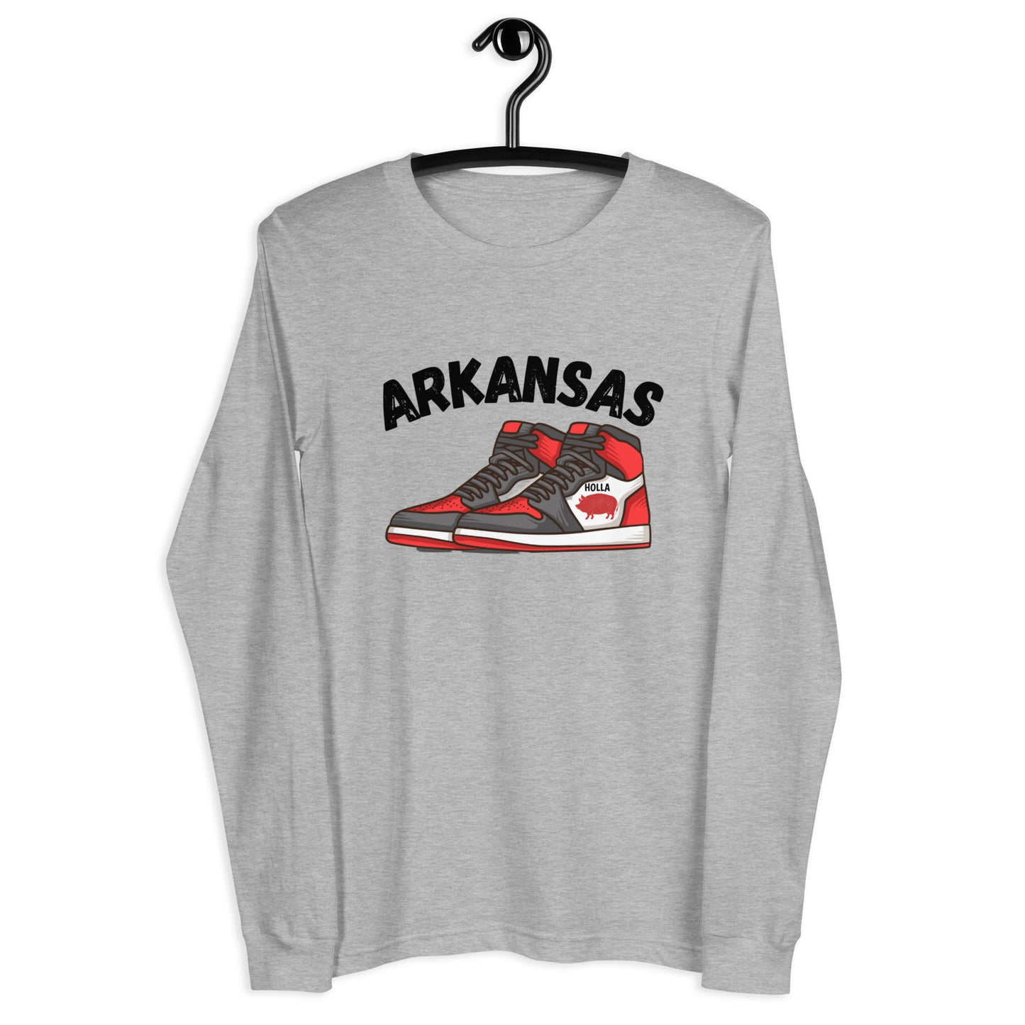 Arkansas Razorbacks White& Heather Gray Unisex Long Sleeve Tee