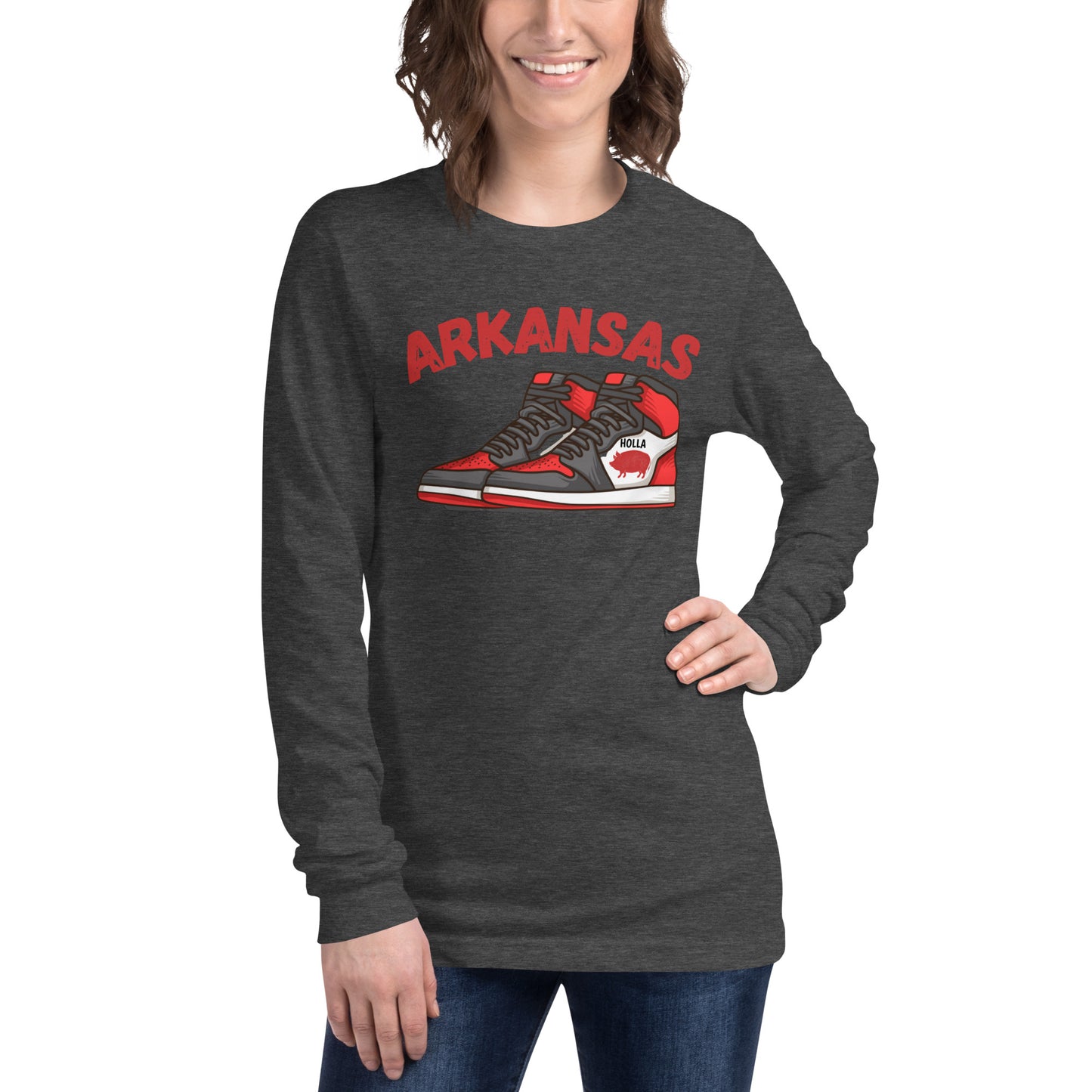 Arkansas Basketball Gray Unisex Long Sleeve Tee