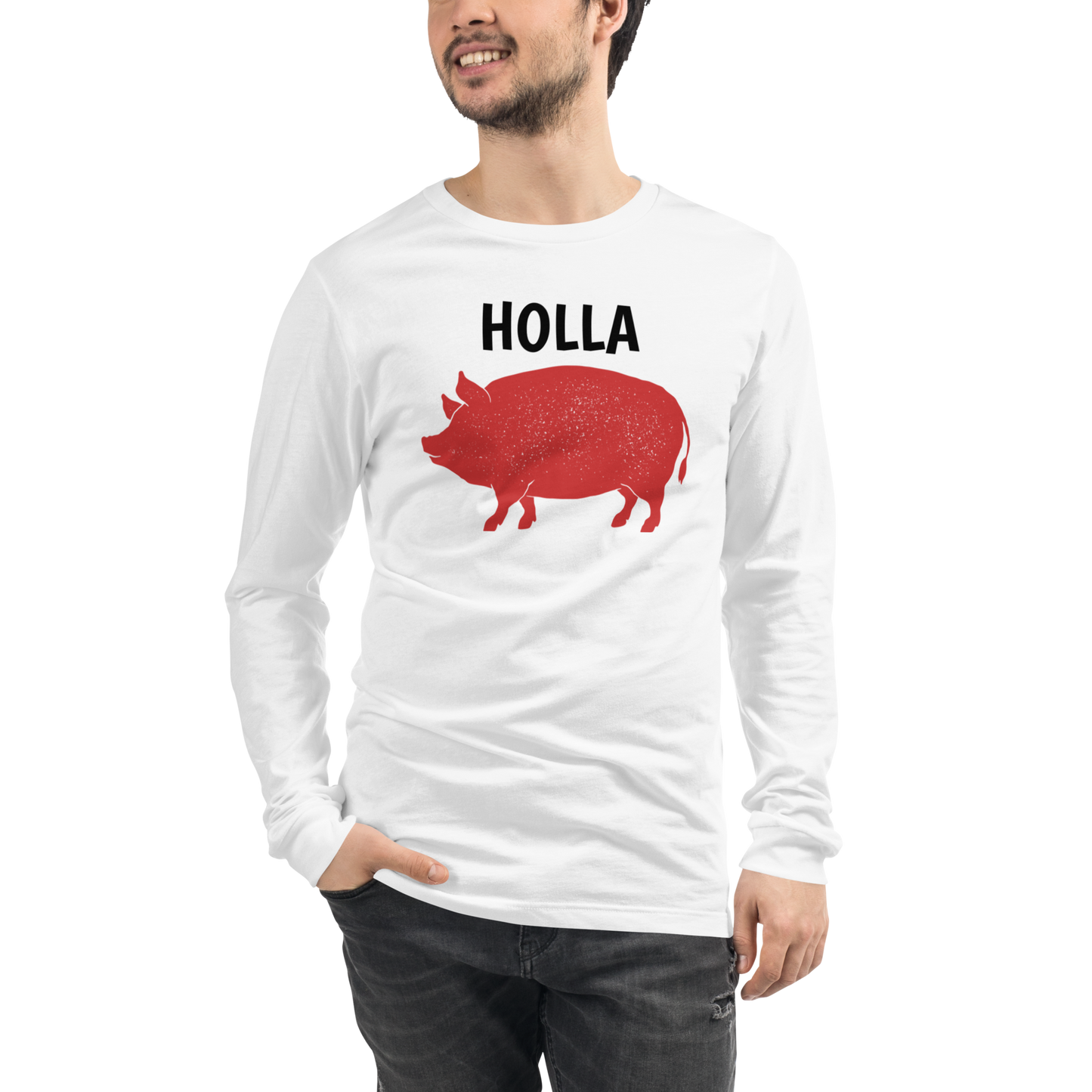 HOLLA Adult! White or Gray, Unisex Long Sleeve Tee