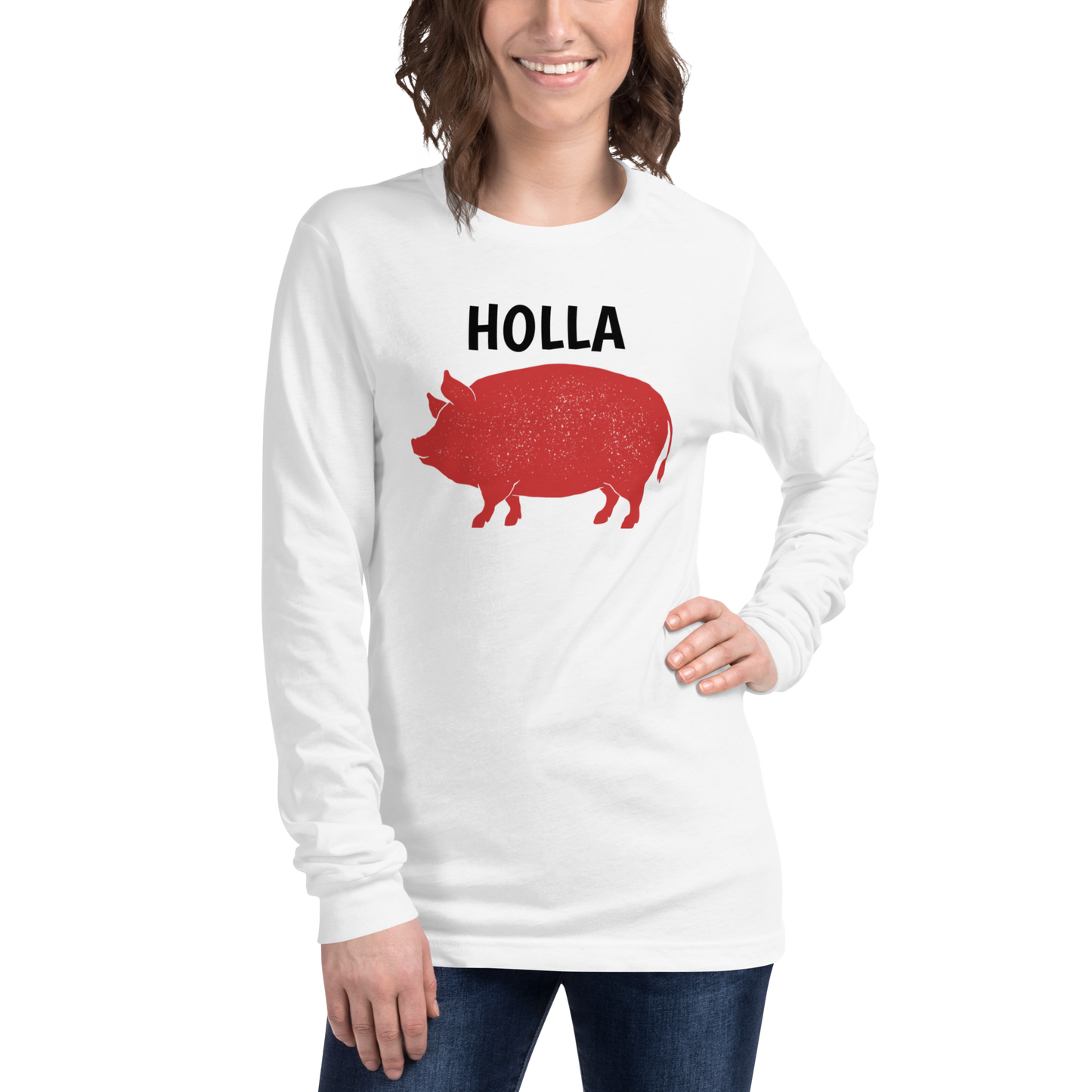 HOLLA Adult! White or Gray, Unisex Long Sleeve Tee