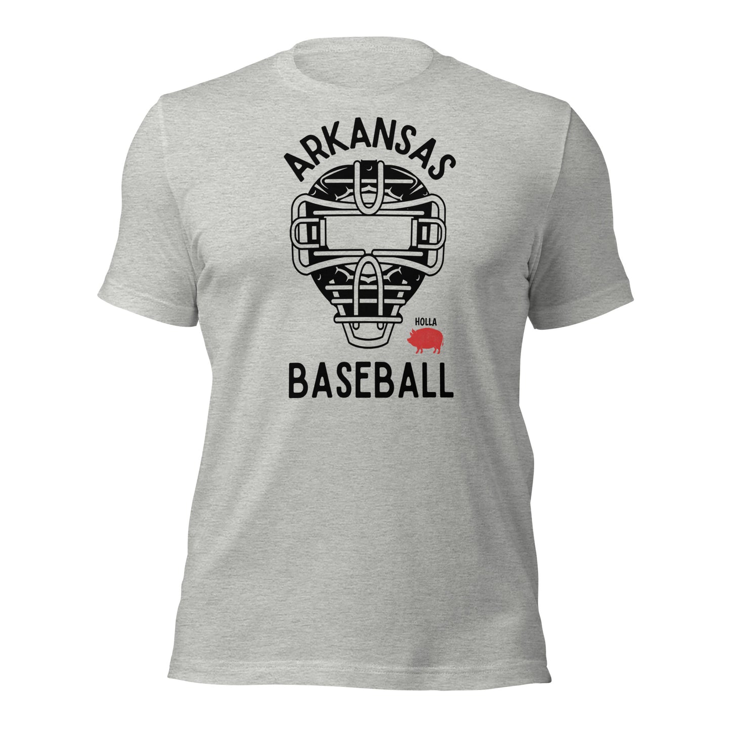 Arkansas Baseball Catcher Mask White or Gray Unisex Tee