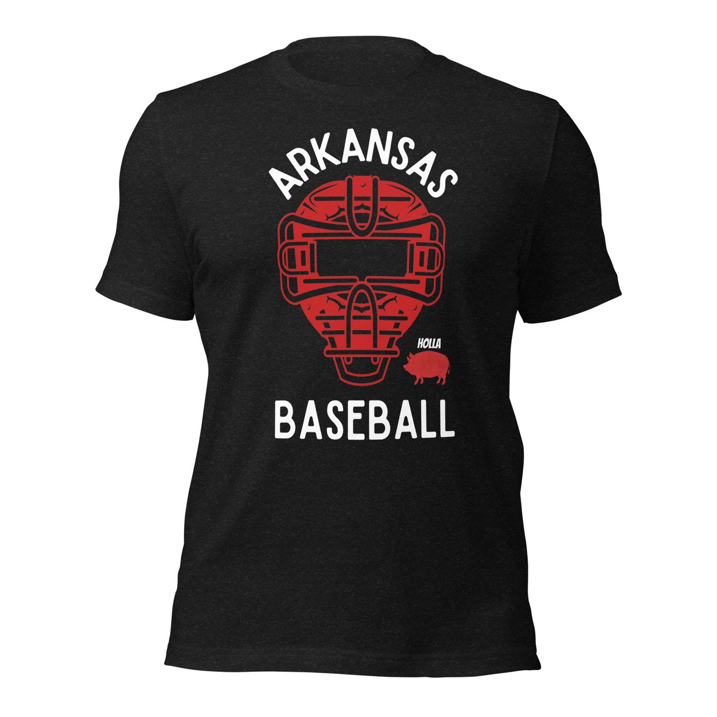 Arkansas Baseball Catchers Mask Black Unisex Tee