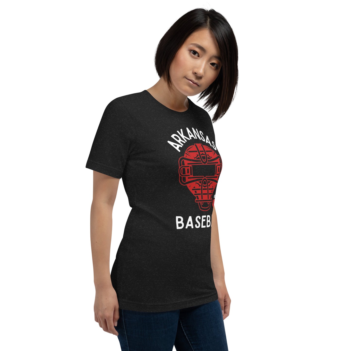 Arkansas Baseball Catchers Mask Black Unisex Tee