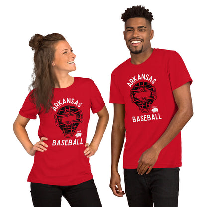 Arkansas Baseball Catcher Mask Red Unisex Tee