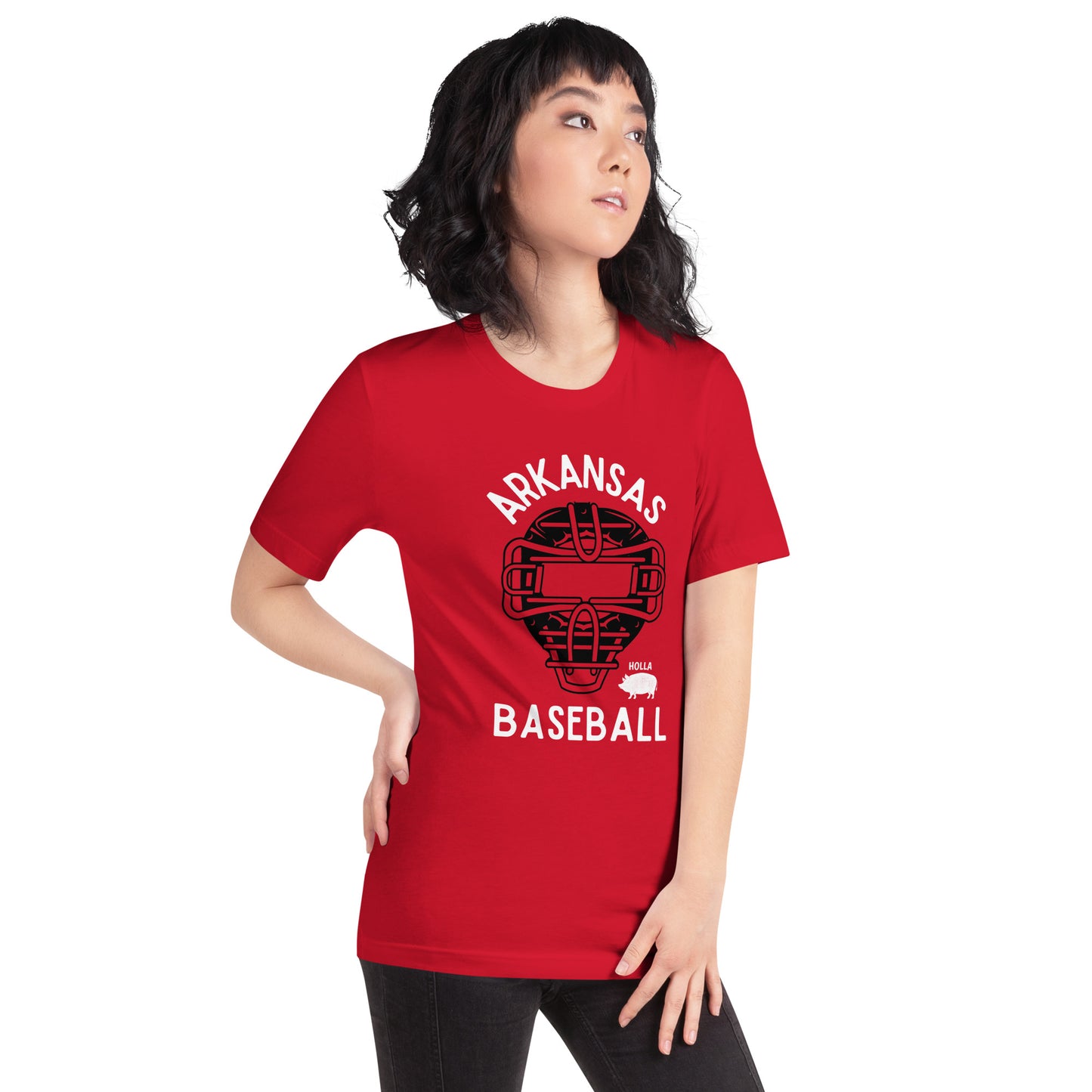 Arkansas Baseball Catcher Mask Red Unisex Tee