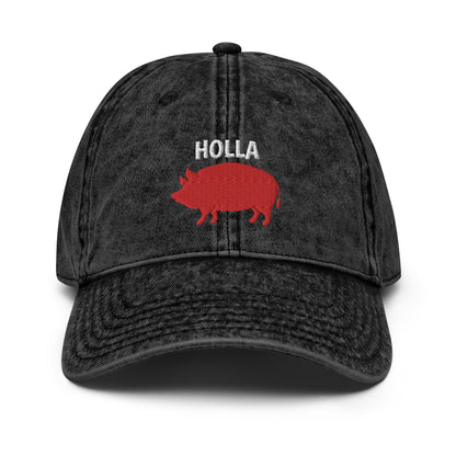 HOLLA Adjustable Baseball Cap! Vintage Black