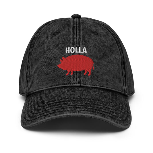 HOLLA Adjustable Baseball Cap! Vintage Black