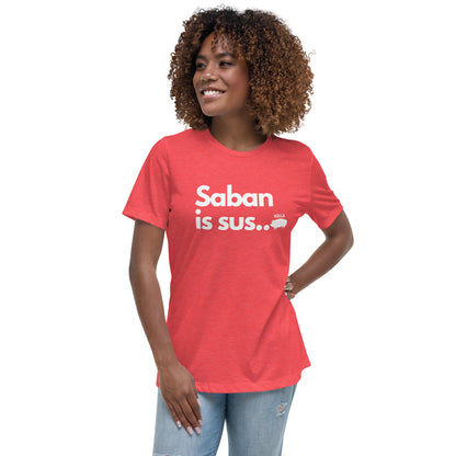 Saban is sus..., Heather Red, Bella+Canvas Women's Tee