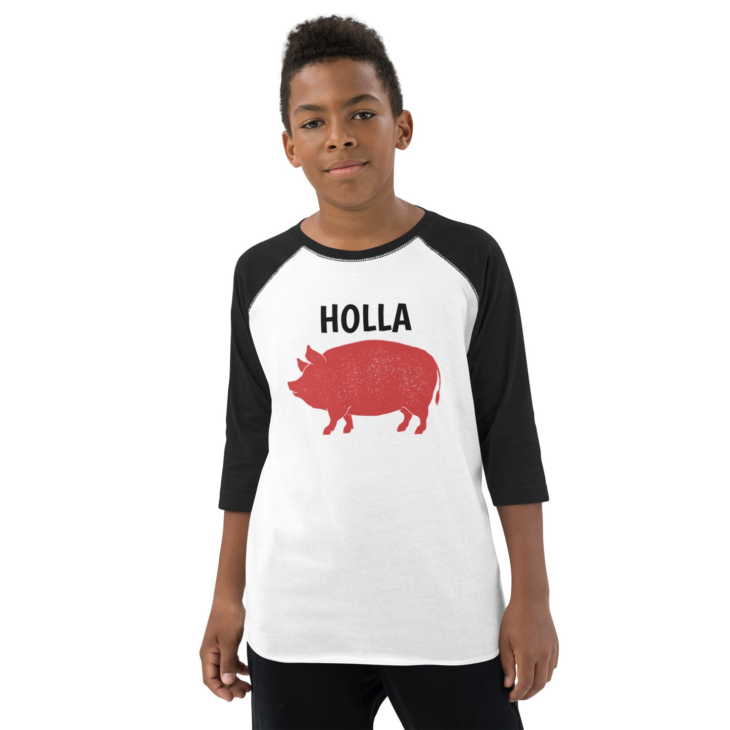 HOLLA Kids! Black/White, Youth baseball shirt