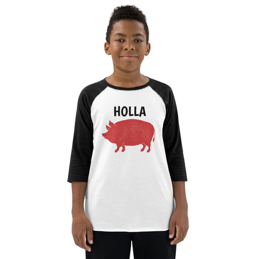 HOLLA Kids! Black/White, Youth baseball shirt