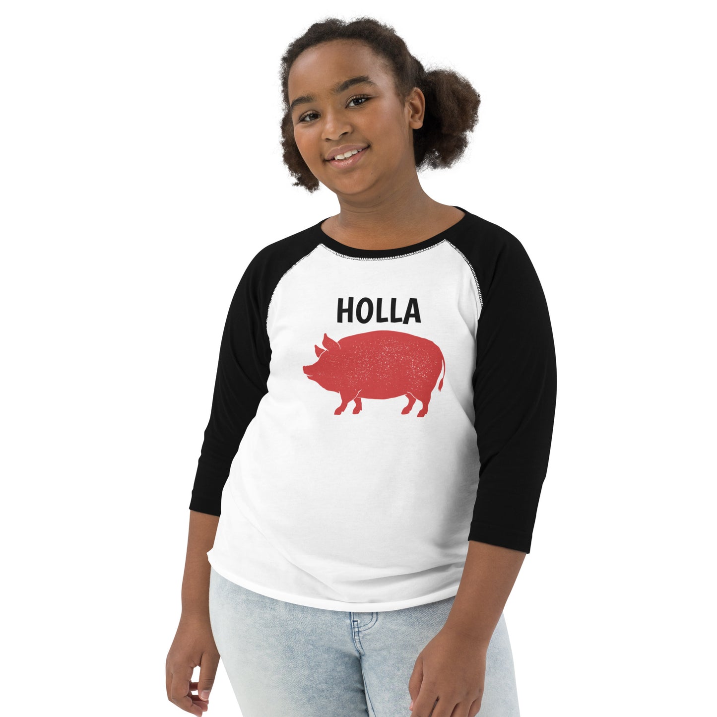 HOLLA Kids! Black/White, Youth baseball shirt