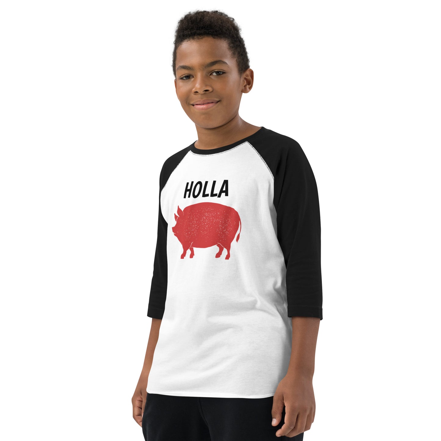 HOLLA Kids! Black/White, Youth baseball shirt