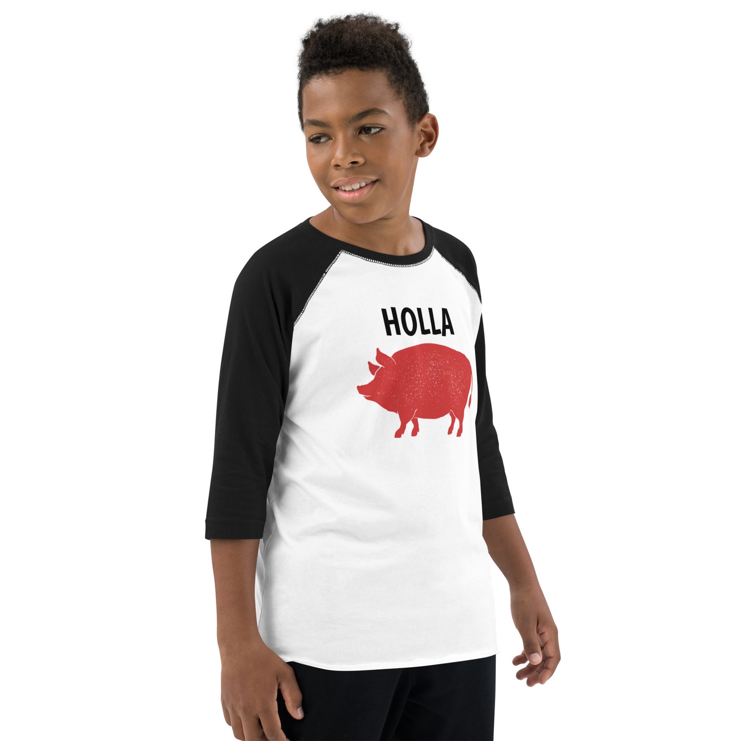 HOLLA Kids! Black/White, Youth baseball shirt