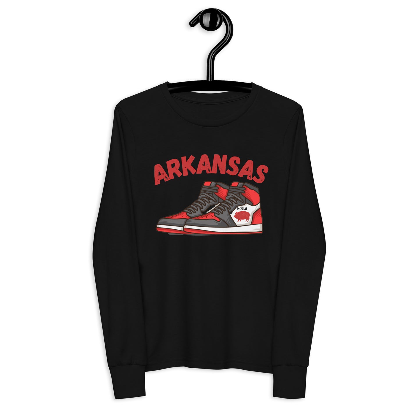 Arkansas Basketball Black Youth Long Sleeve Tee