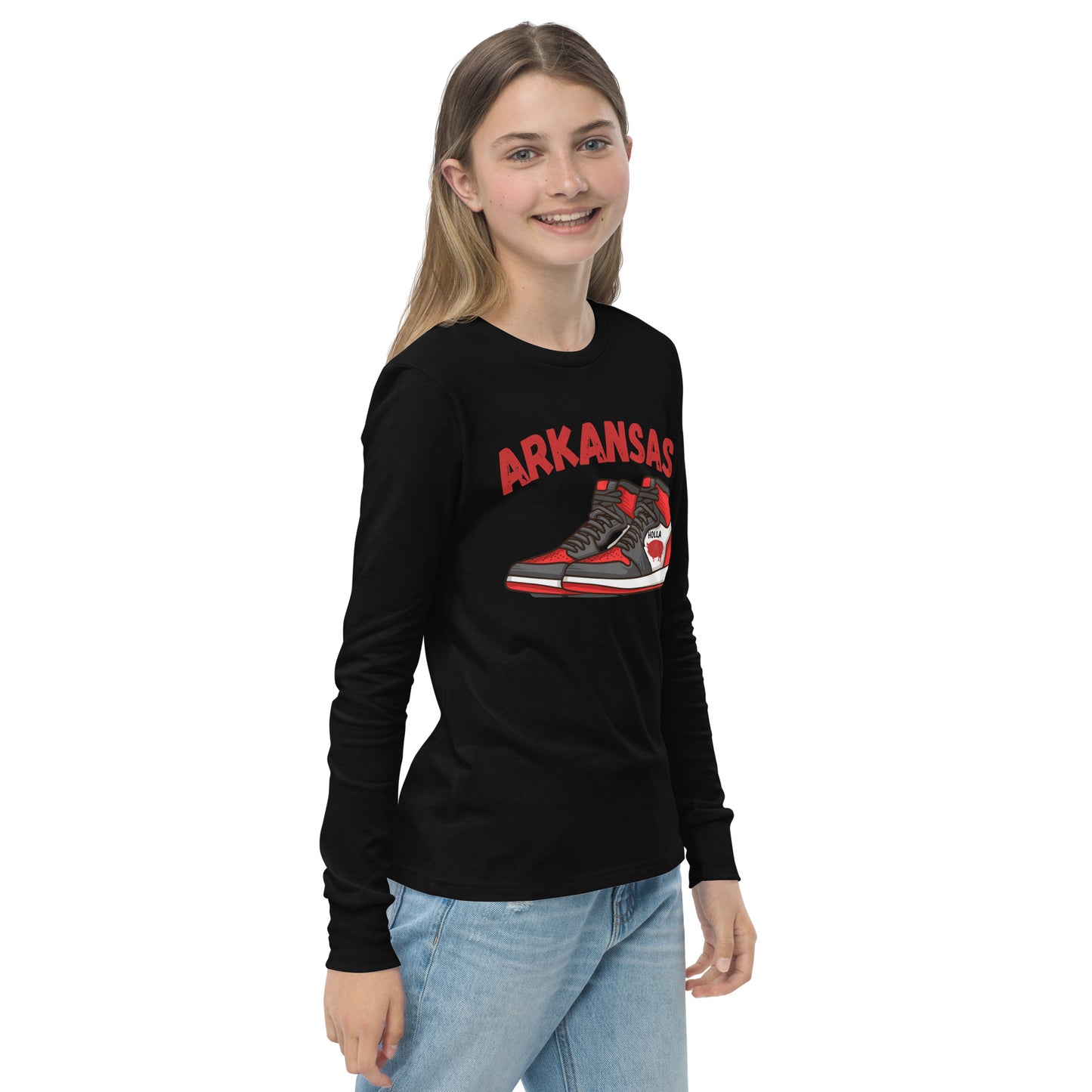 Arkansas Basketball Black Youth Long Sleeve Tee