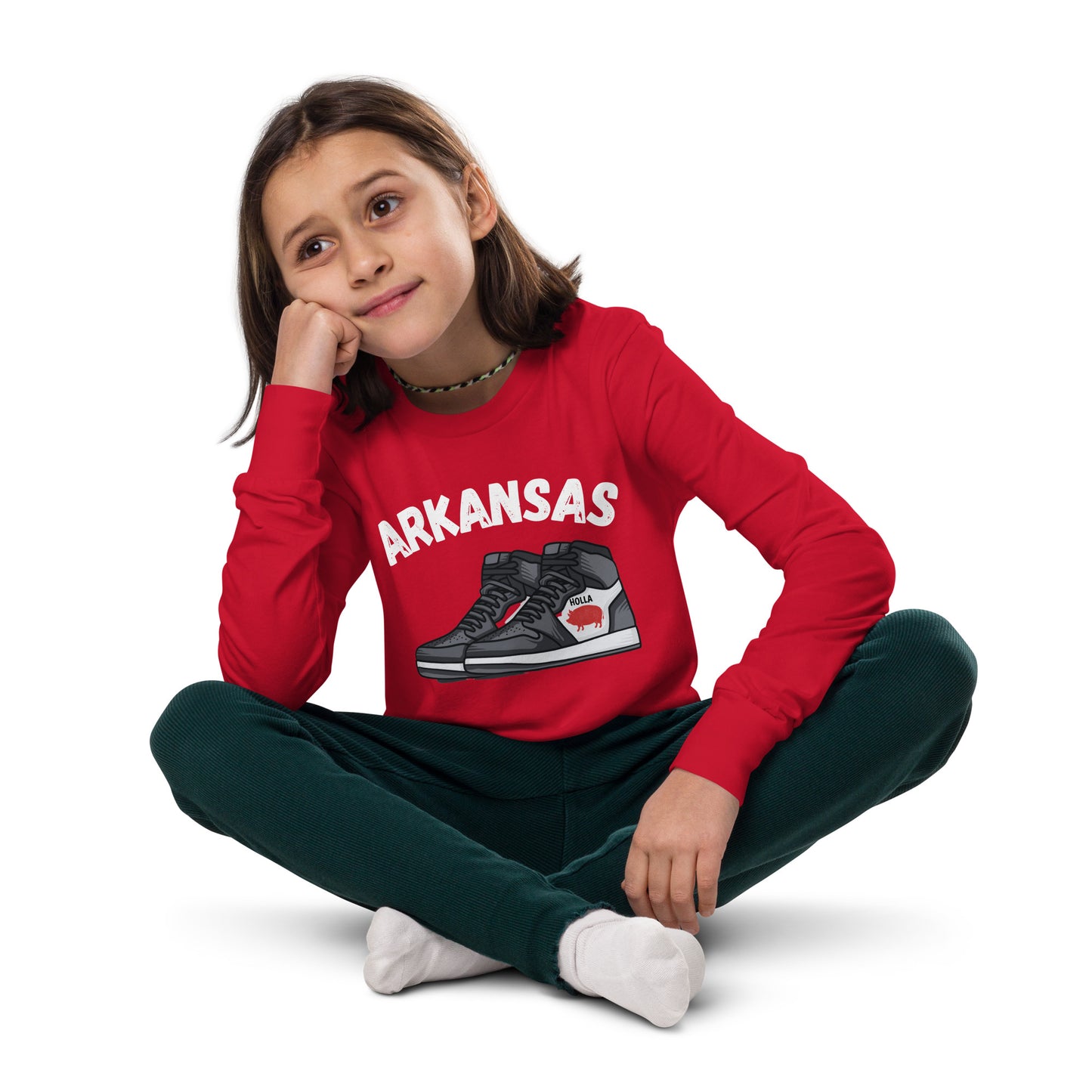 Arkansas Basketball Red Youth Long Sleeve tee