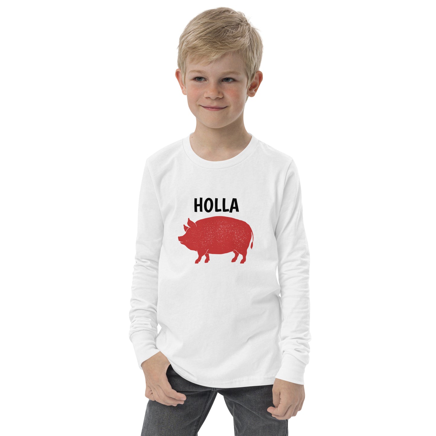 HOLLA Kids! White, Youth long sleeve tee