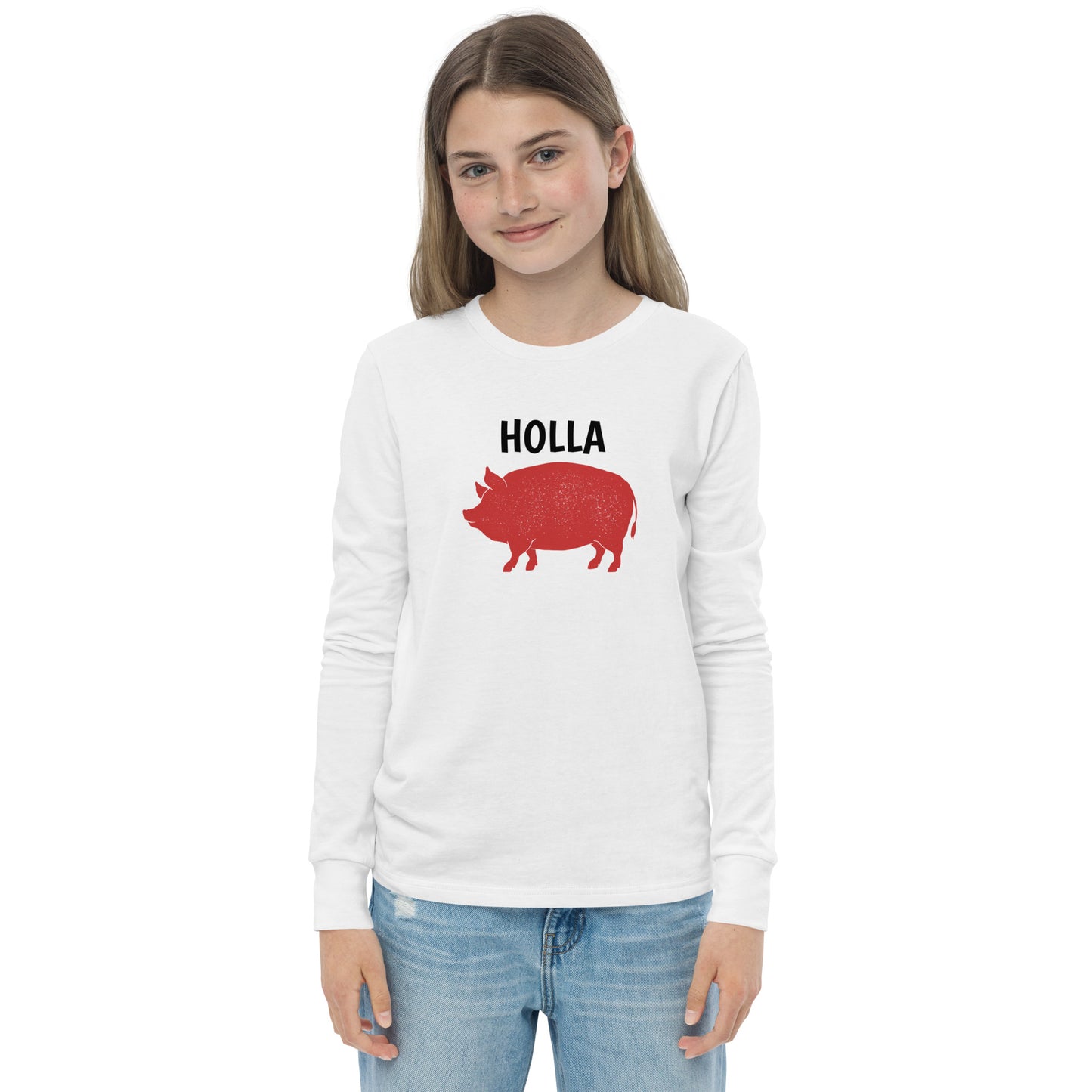 HOLLA Kids! White, Youth long sleeve tee