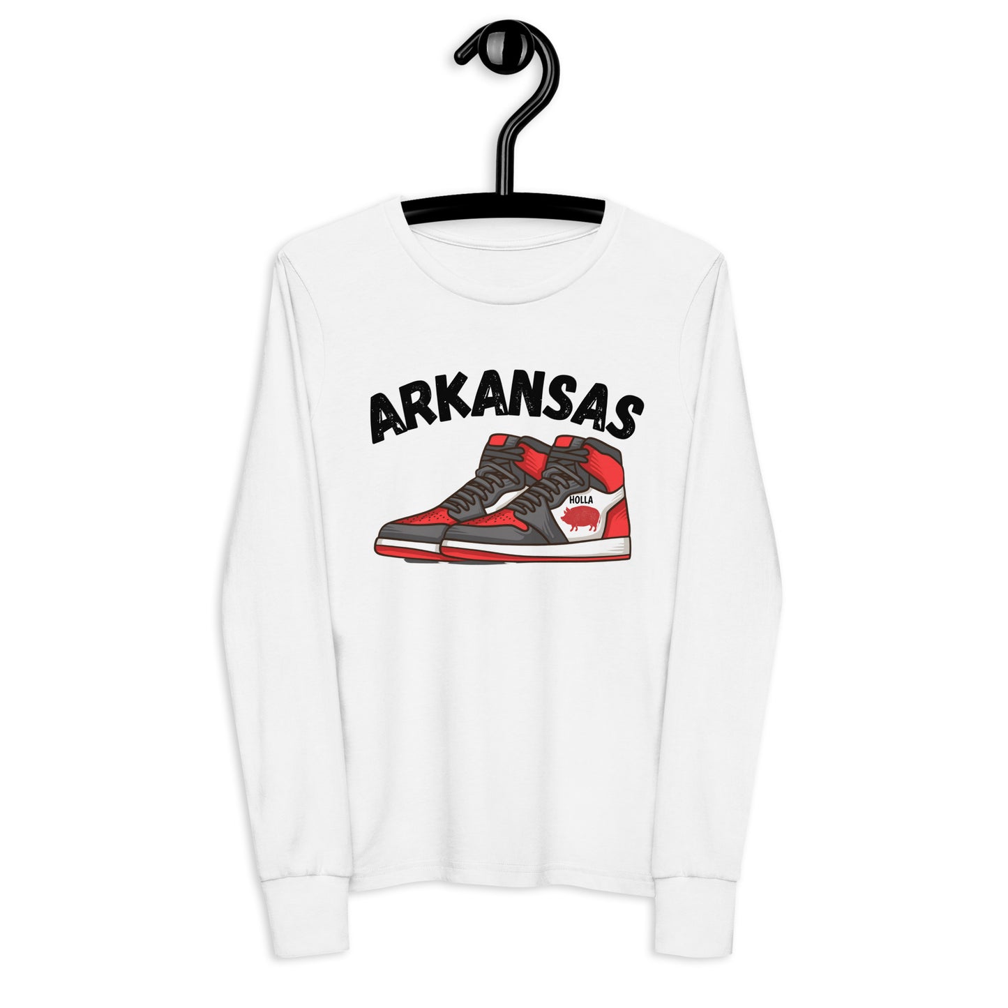 Arkansas Basketball White & Heather Gray Youth Long Sleeve Tee