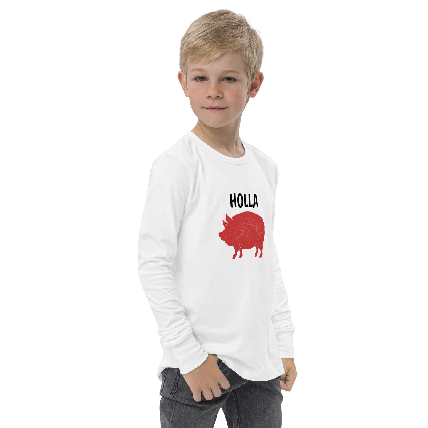 HOLLA Kids! White, Youth long sleeve tee