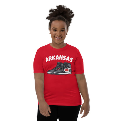 Arkansas Basketball Red Youth Short Sleeve T-Shirt, Bella + Canvas