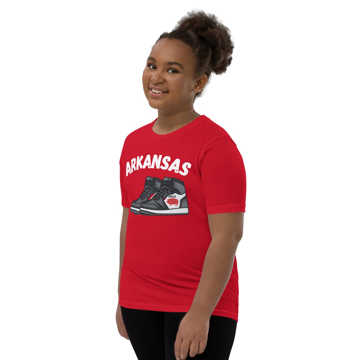 Arkansas Basketball Red Youth Short Sleeve T-Shirt, Bella + Canvas