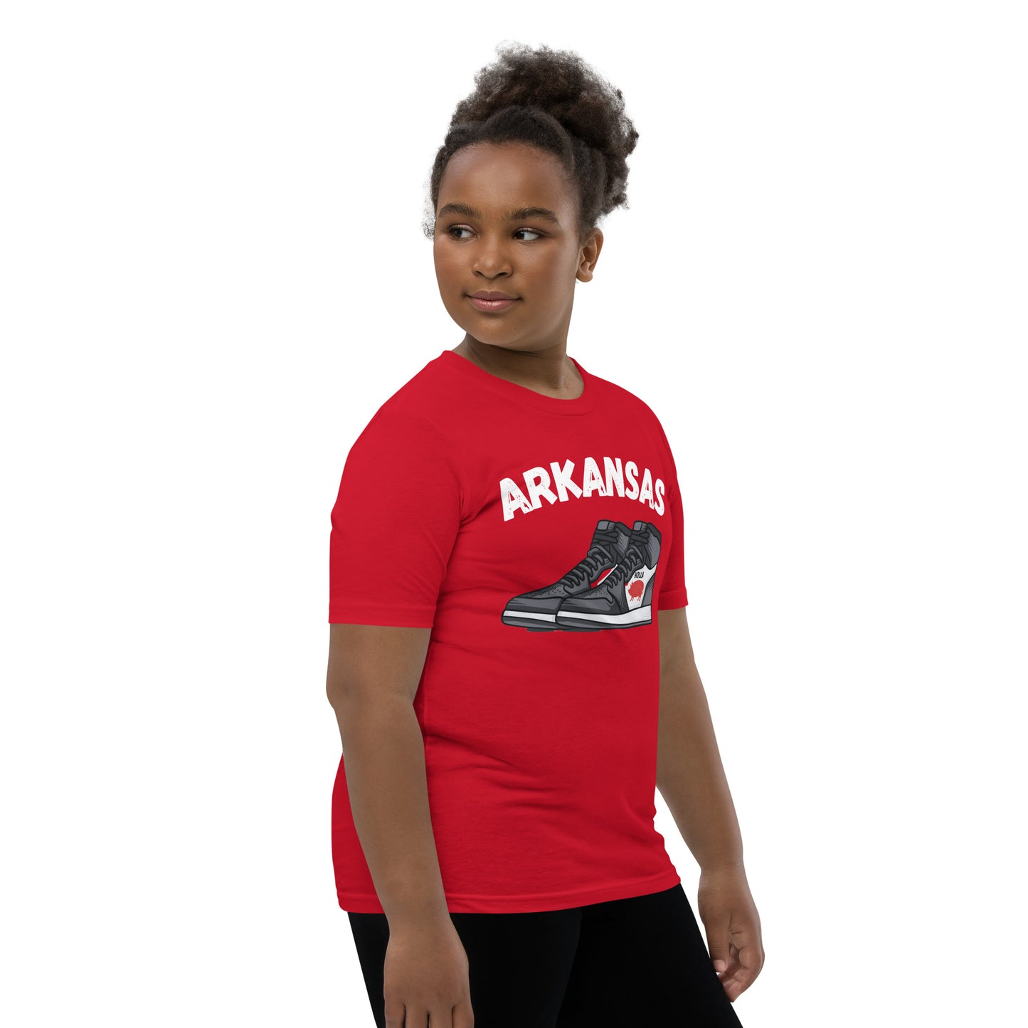 Arkansas Basketball Red Youth Short Sleeve T-Shirt, Bella + Canvas